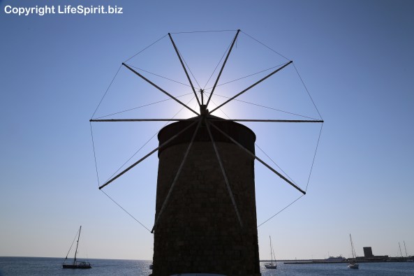 Rhodes Town, Windmill, Greece, Harbour, Seascape, Photography, Mark Conway, Life Spirit